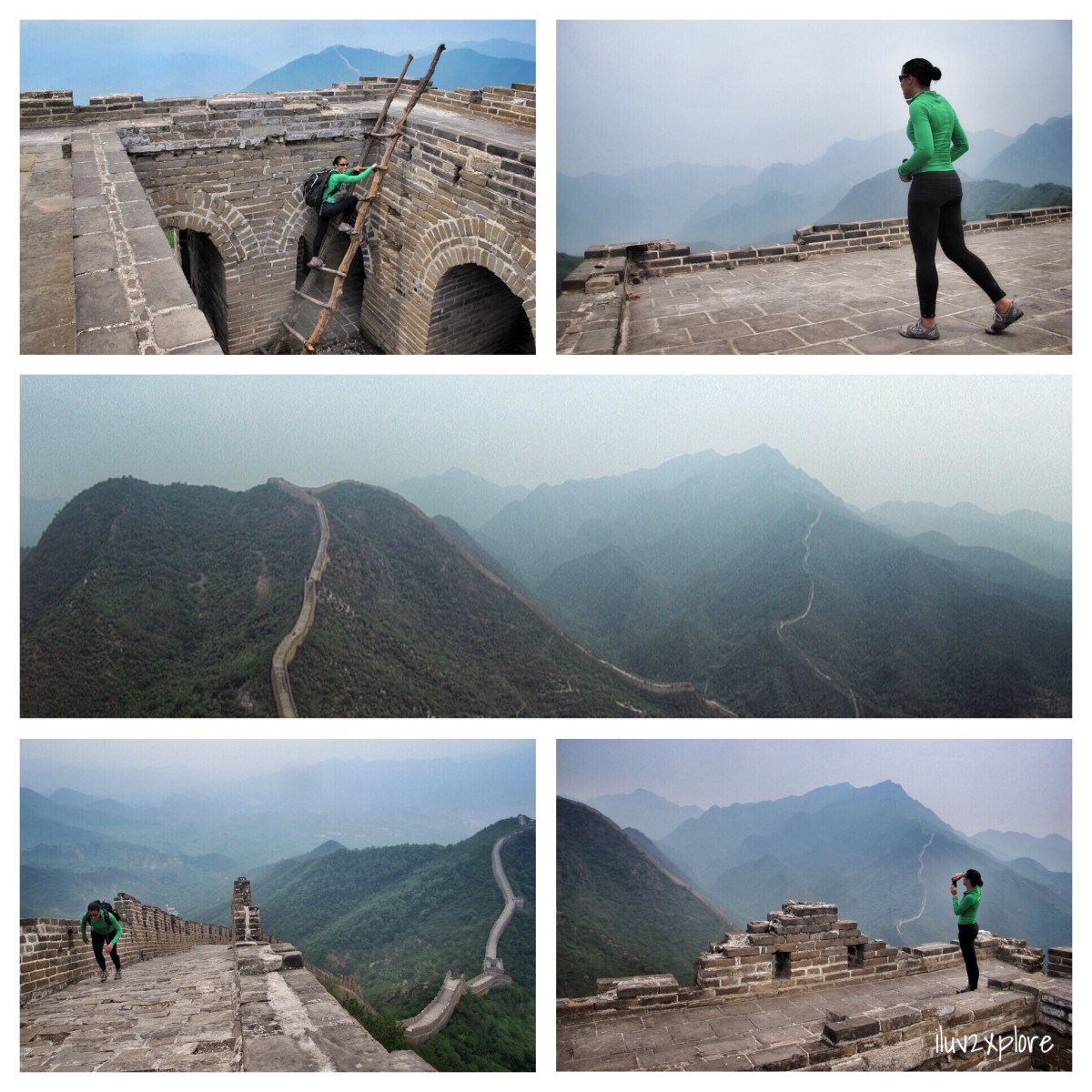 2012-May-19 Huairou, Beijing, China: Hiking “Yellow Flower Fortress,” a somewhat remote section of the Great Wall at Huanghuacheng, which is located in the Huairou District, about 60 kilometers from Beijing, China and was constructed in the Ming Dynasty (1368-1644). It is ~6.8 miles (11km) long and joins with Juyongguan Pass and Badaling in the southwest and Jiankou and Mutianyu in the northeast. Some portions were almost vertical and resembled climbing a very, VERY tall wall at a rock gym; other portions were just REALLY STEEP and SLICK (and going downhill was no better than going uphill).