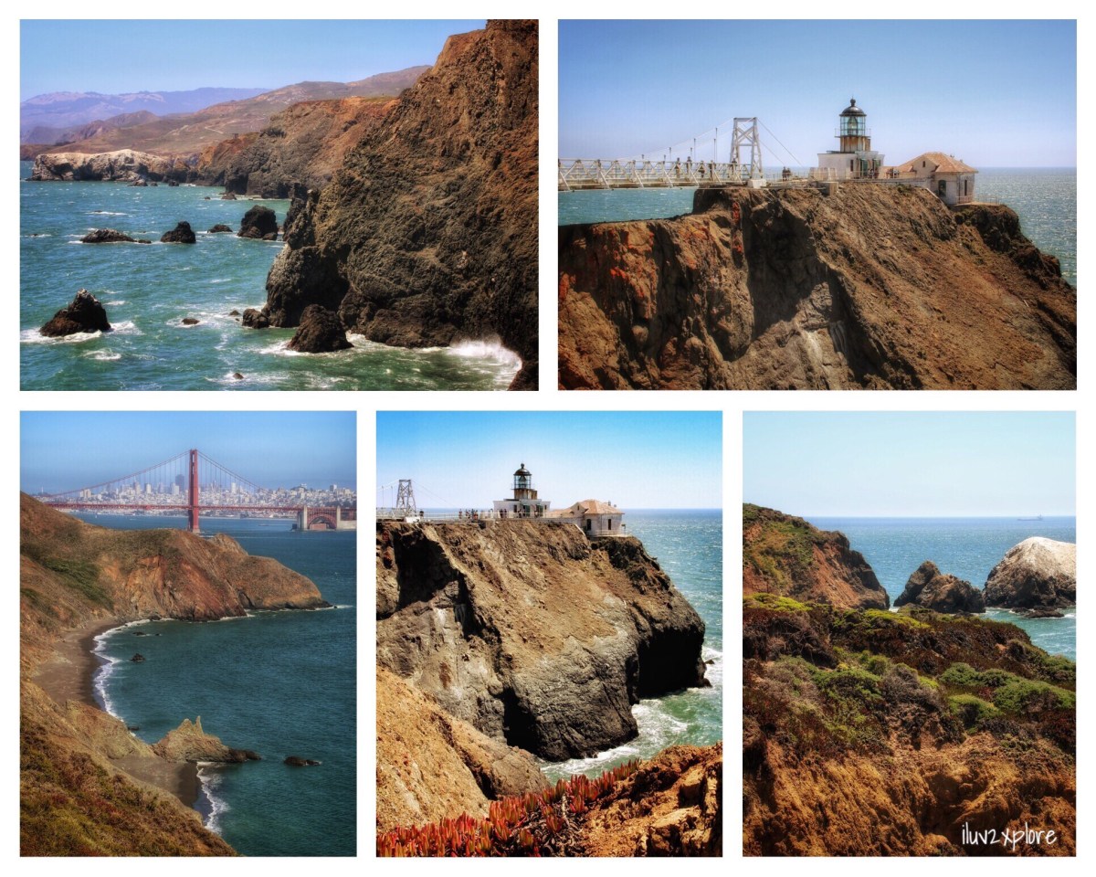 2015-Jun-21 Views of the San Francisco coastline, Point Bonita Lighthouse, and Golden Gate Bridge from Marin Headlands trails.
