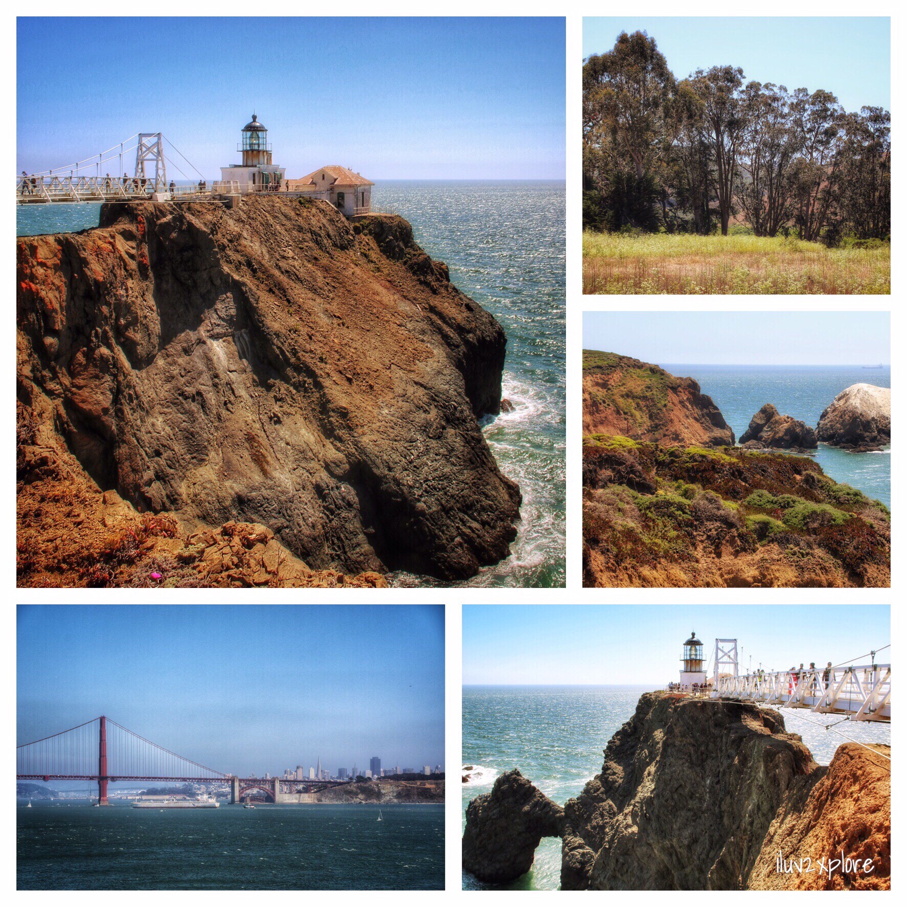 2015-Jun-21 Views of the San Francisco coastline, Point Bonita Lighthouse, and Golden Gate Bridge from Marin Headlands trails.